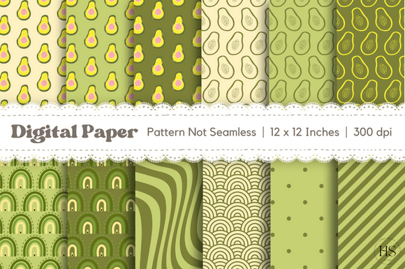 12 Avocado Garden Digital Paper Patterns: A Versatile Resource for Creative Projects