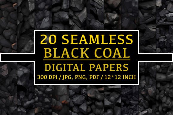 20 Seamless Black Coal Patterns: A Versatile Design Asset for Creatives
