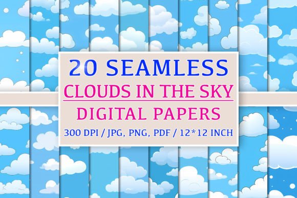 20 Seamless Clouds in the Sky Patterns: A Versatile Design Resource for Creative Projects