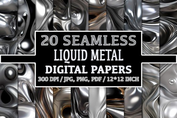 20 Seamless Liquid Metal Patterns
