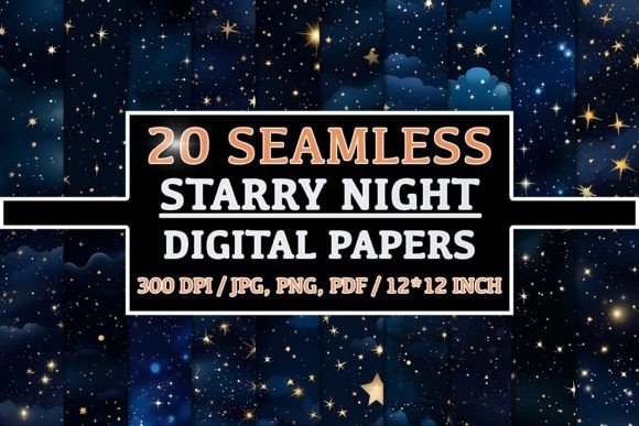 20 Seamless Starry Night Patterns: A Creative Resource for Designers and Artists