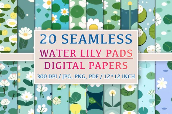 20 Seamless Water Lily Pads Patterns