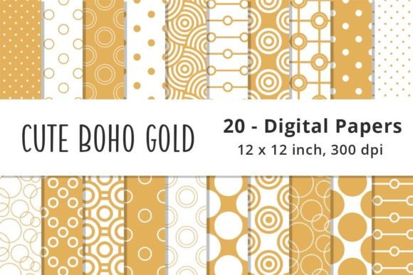 Boho Yellow Gold Digital Paper Patterns: A Versatile Tool for Creative Design Workflows