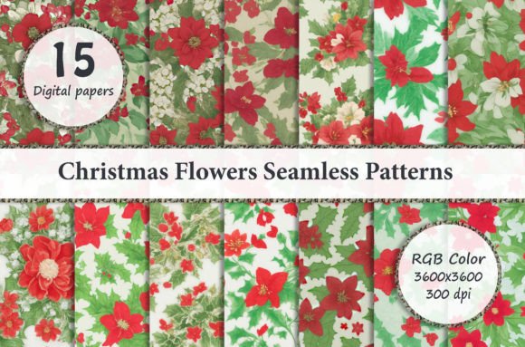 Christmas Flowers Seamless Patterns: A Versatile Resource for Creative Designers