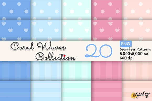 Coral Waves Collection Patterns Set