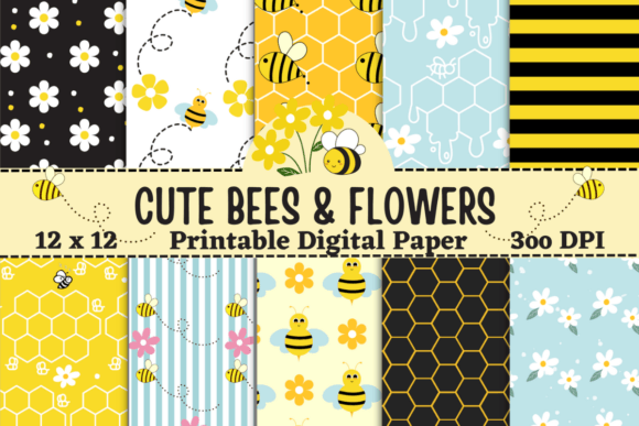 Cute Bees and Flowers Digital Patterns: A Versatile Tool for Modern Creatives