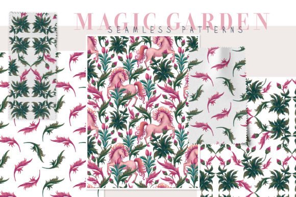 Cute Floral Pink Horse Seamless Patterns