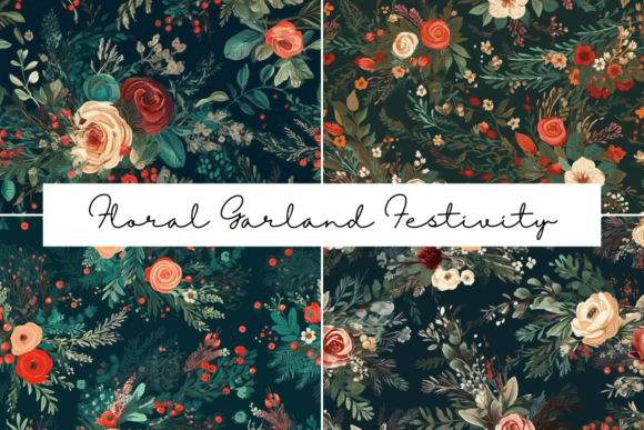 Floral Garland Festive Seamless Patterns