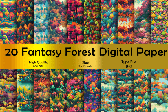 Forest Digital Papers Patterns Bundle