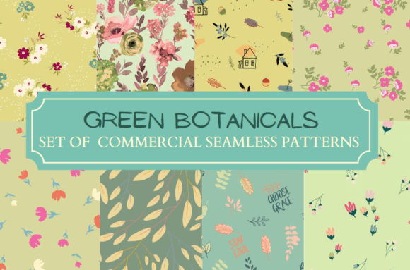 Green Botanical Seamless Patterns: A Versatile Resource for Creative Designers
