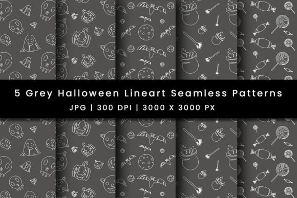 Grey Halloween Line Art Patterns: A Sophisticated Twist on Seasonal Design