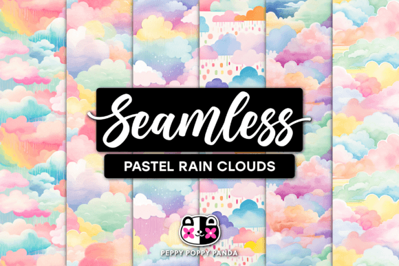 Pastel Rain Clouds Seamless Patterns