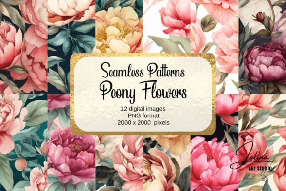 Peony Flowers Seamless Patterns – Add Elegance to Your Creative Projects
