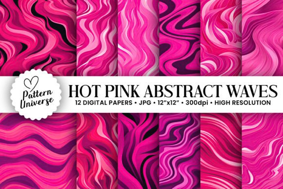 Pink Abstract Waves Seamless Patterns