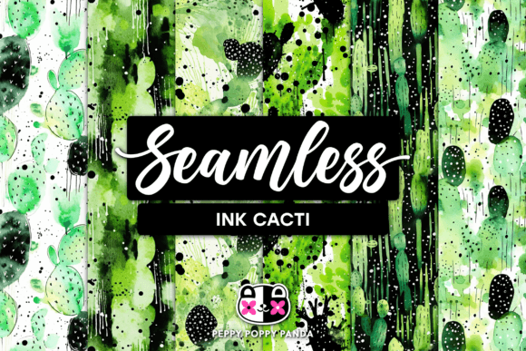 Seamless Design Freedom with Ink Cacti Seamless Patterns