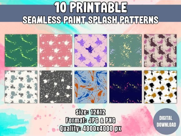 Seamless Paint Splash Patterns: A Versatile Digital Resource for Creative Projects