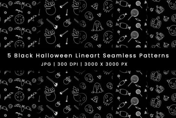 Transform Your Halloween Designs with Black Halloween Line Art Patterns
