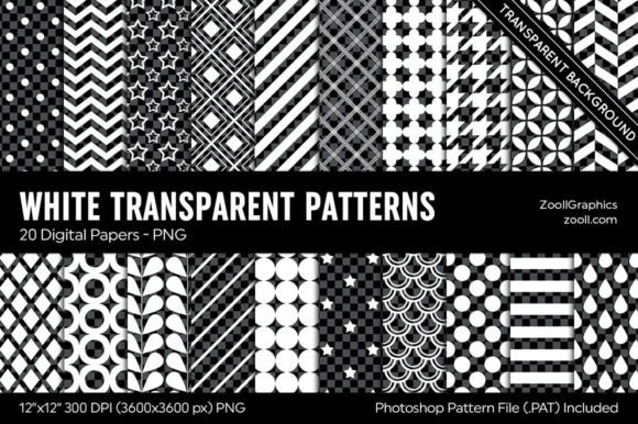 White Transparent Patterns Digital Paper